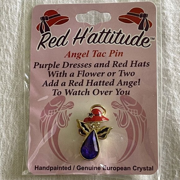 NEW Red H'attitude Angel Tac Pin/Pendant Handpainted Crystal 1" - Picture 1 of 4